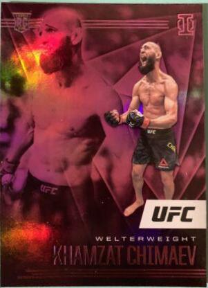 Khamzat Chimaev 2021 Panini Chronicles UFC Base Illusions #174 Pink