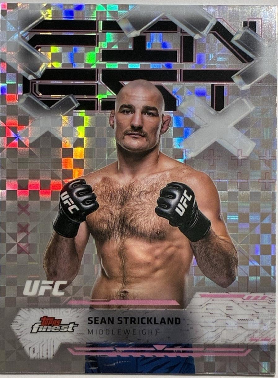 Sean Strickland 2025 Topps Finest UFC Base Common #8 Checkerboard Refractor