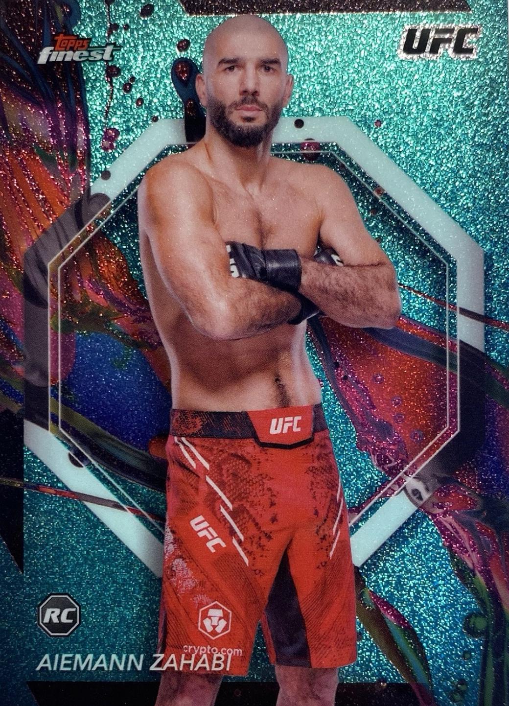 Aiemann Zahabi 2024 Topps Finest UFC Base Common #77 Aqua Glitter Refractor