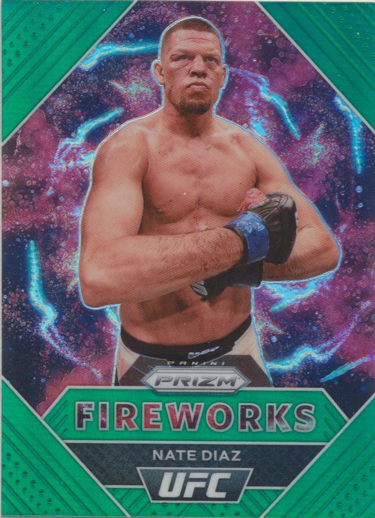 Nate Diaz 2021 Panini Prizm UFC Fireworks #17 Green