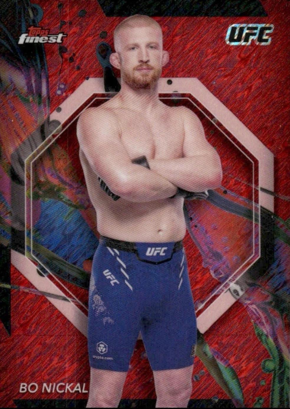 Bo Nickal 2024 Topps Finest UFC Base Common #95 Red Shimmer Refractor