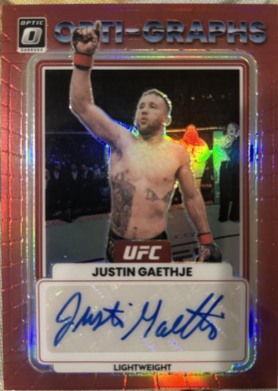 Justin Gaethje 2023 Panini Donruss Optic UFC Opti-Graphs #3 Red Autograph