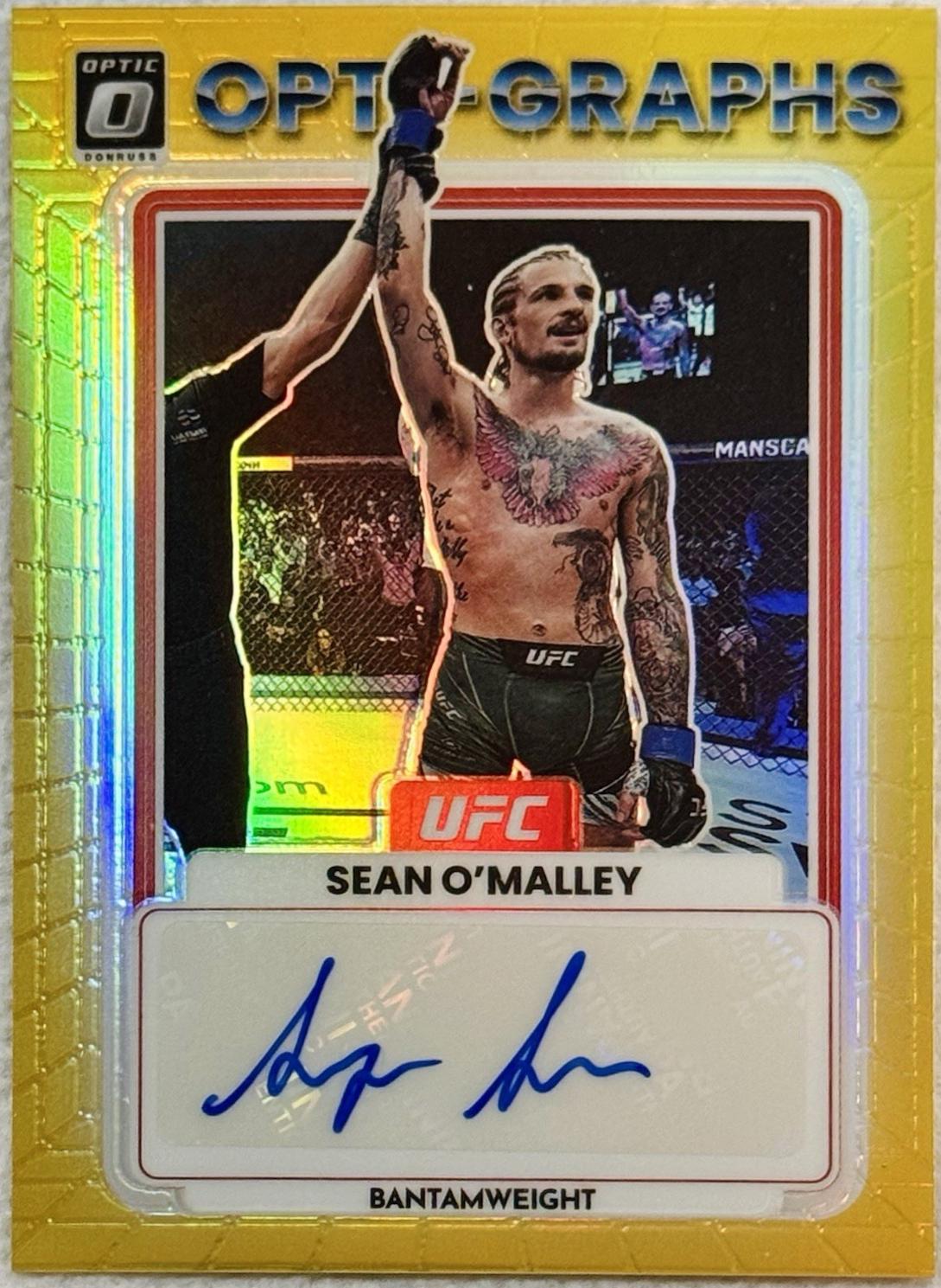 Sean O'Malley 2023 Panini Donruss Optic UFC Opti-Graphs #19 Gold Autograph