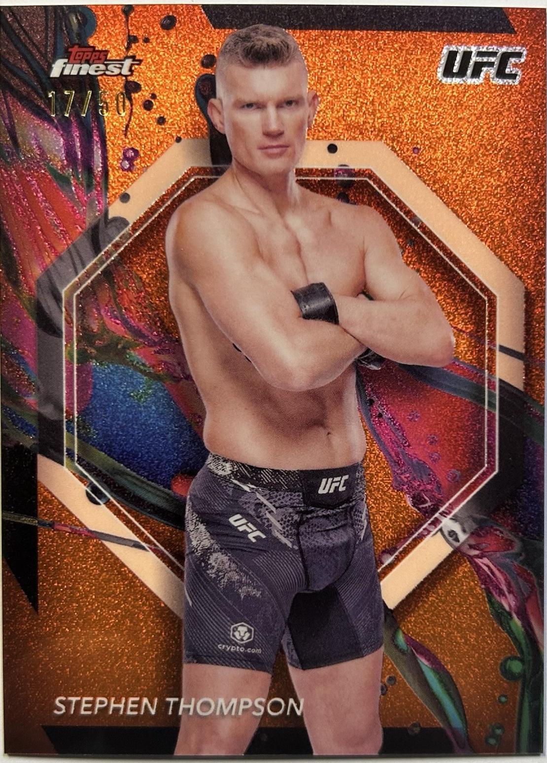 Stephen Thompson 2024 Topps Finest UFC Base Common #19 Tangerine Glitter Refractor