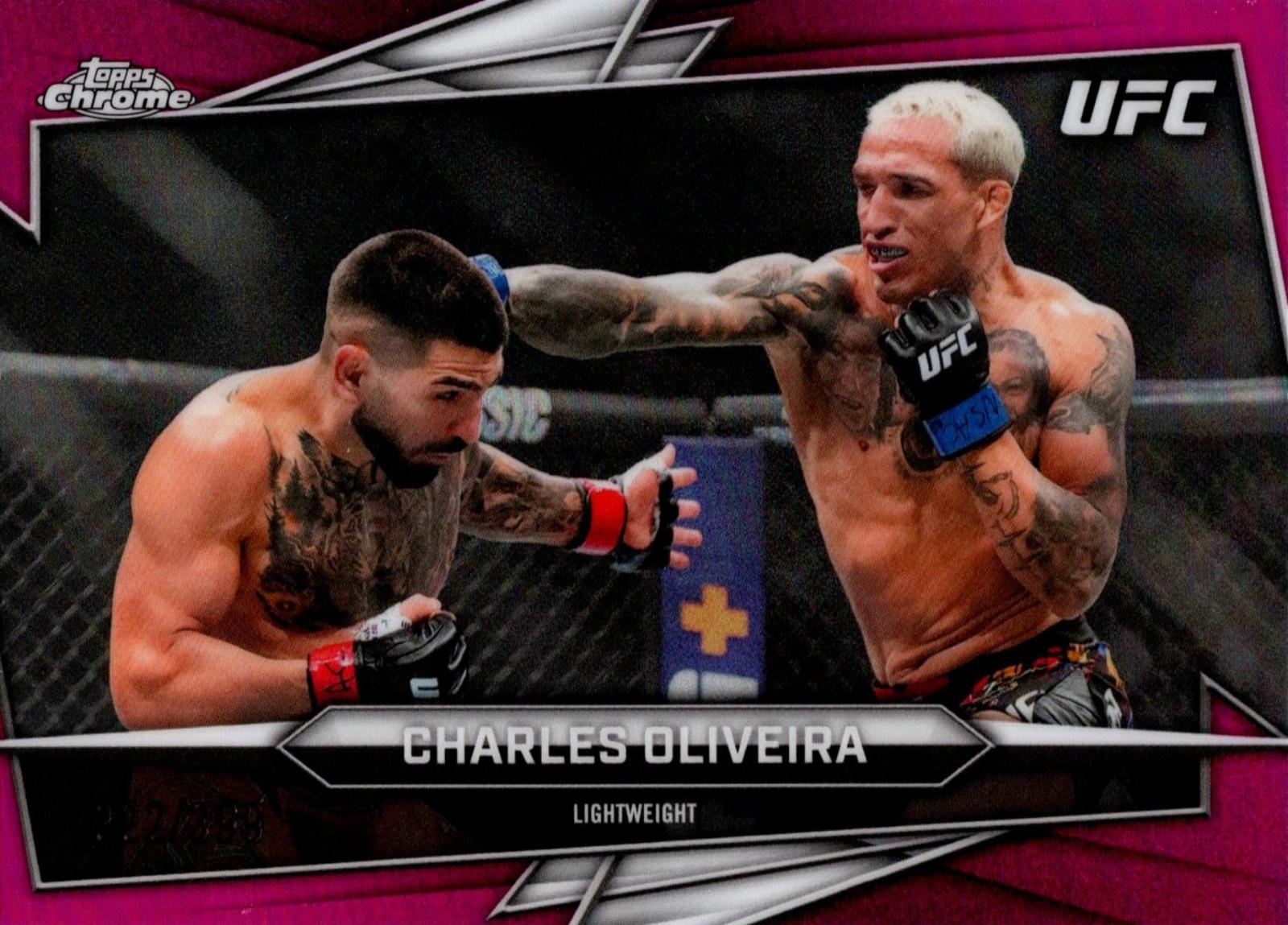 Charles Oliveira 2026 Topps Chrome UFC Base #150 Magenta Refractor