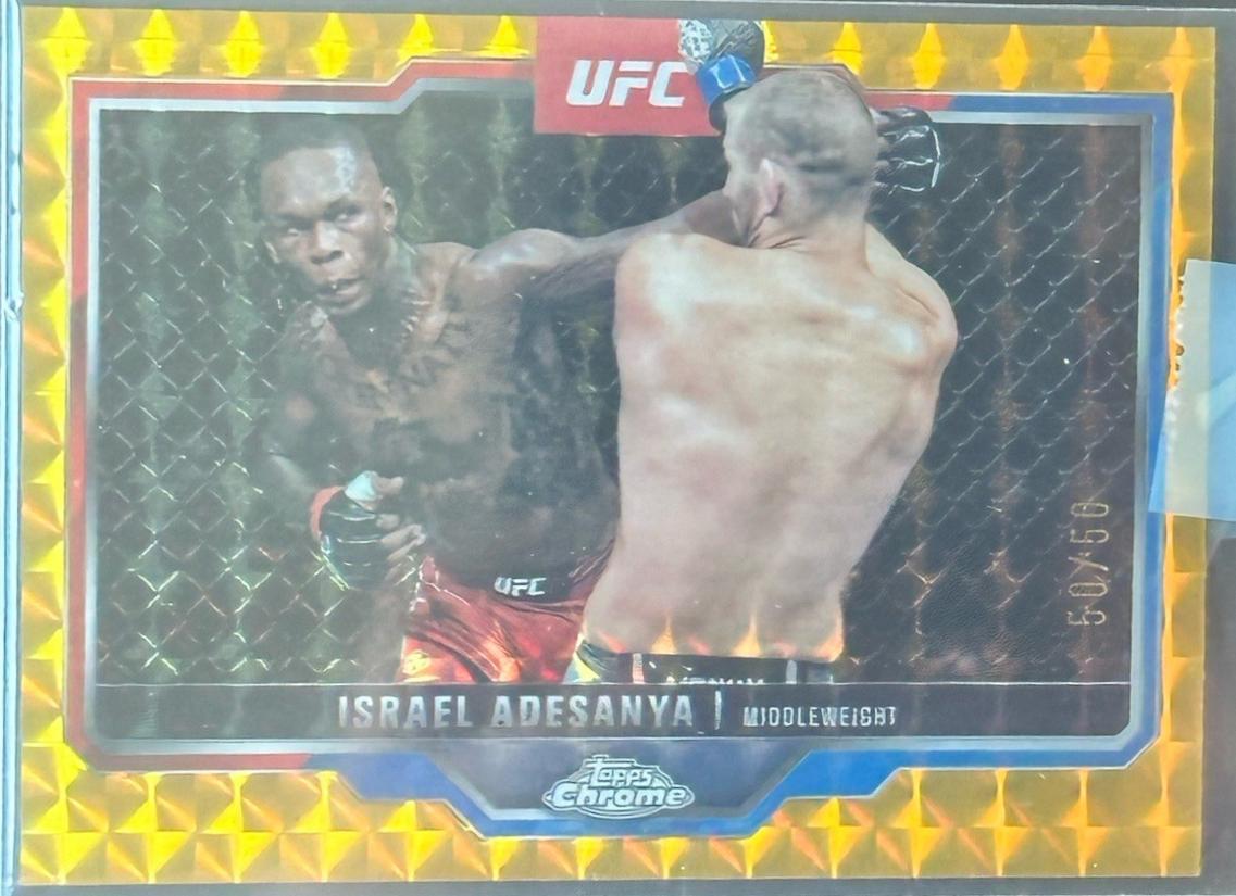 Israel Adesanya 2025 Topps Chrome UFC Base #3 Gold Geometric Refractor