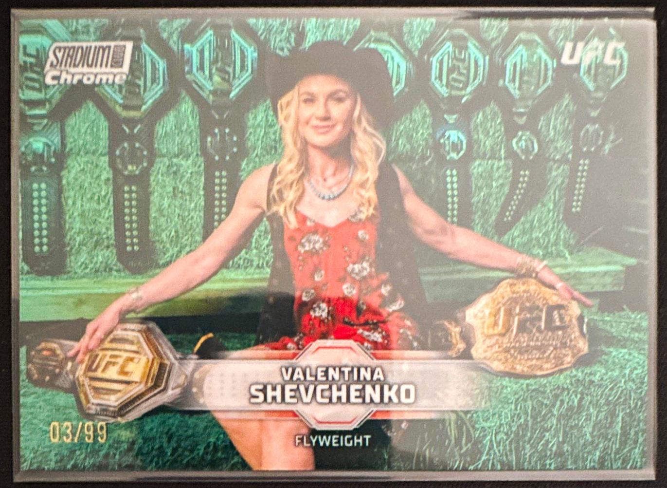 Valentina Shevchenko 2026 Topps Stadium Club UFC Chrome Base #CB-13 Superfractor