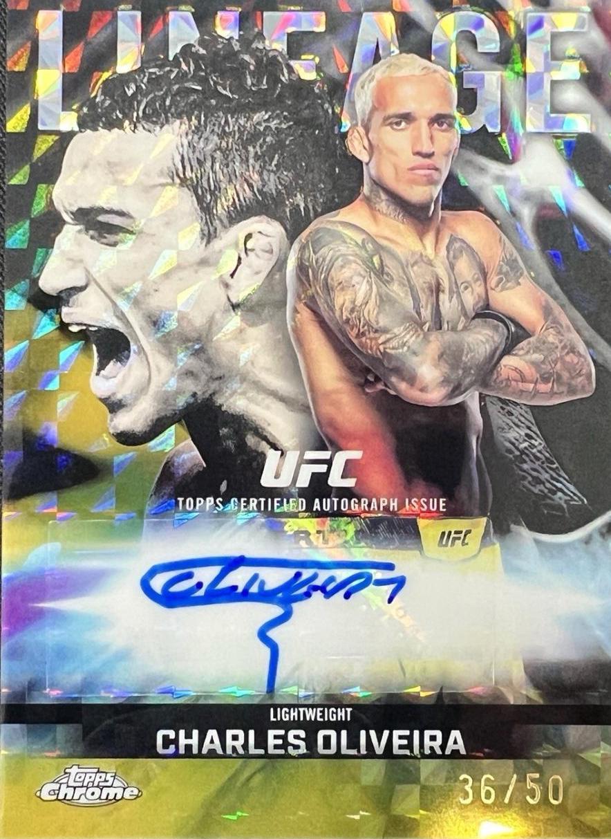 Charles Oliveira 2026 Topps Chrome UFC Chrome Lineage Autographs #CCA-CO Gold Geometric Refractor