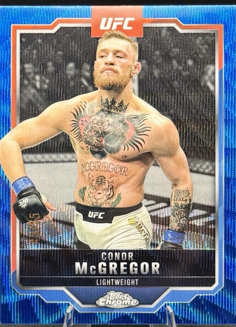 Conor McGregor 2025 Topps Chrome UFC Base #101 Blue Wave Refractor