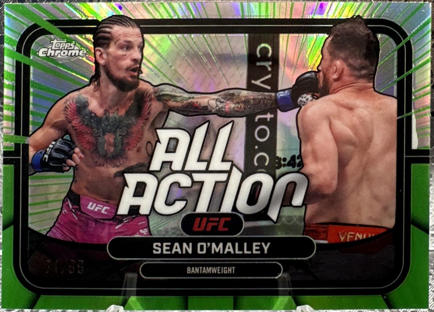 Sean O'Malley 2026 Topps Chrome UFC All-Action #AA-40 Green Refractor