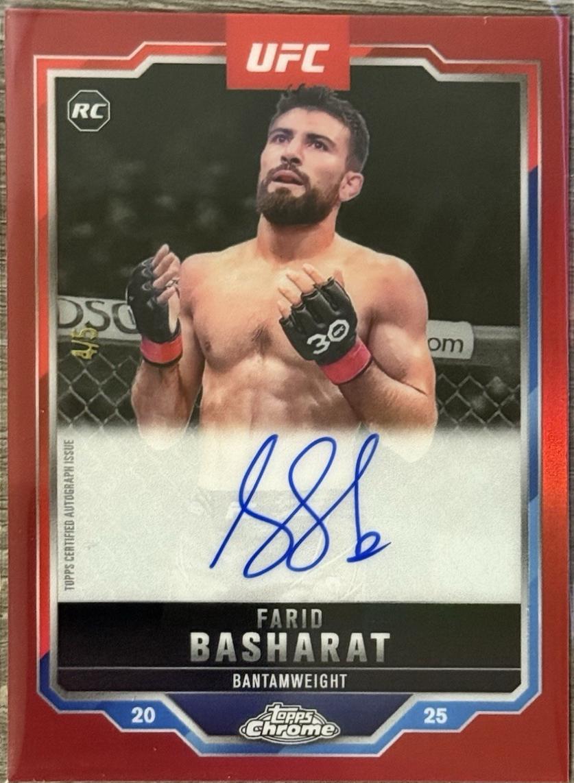 Farid Basharat 2025 Topps Chrome UFC Chrome Rookie Autographs #CRA-FB Red Refractor