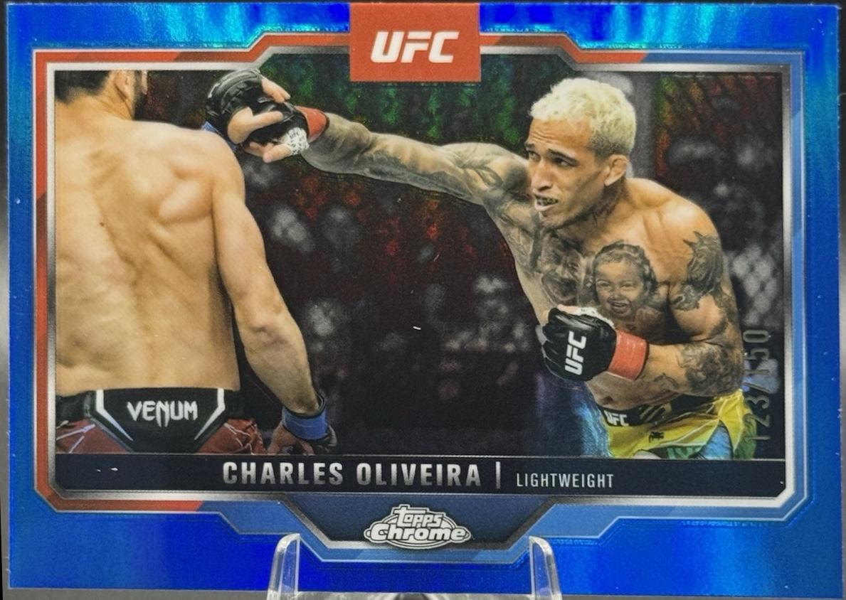 Charles Oliveira 2025 Topps Chrome UFC Base #54 Blue Refractor
