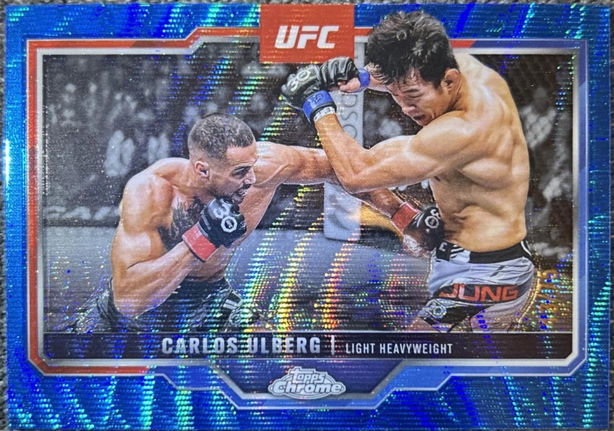 Carlos Ulberg 2025 Topps Chrome UFC Base #198 Blue Wave Refractor