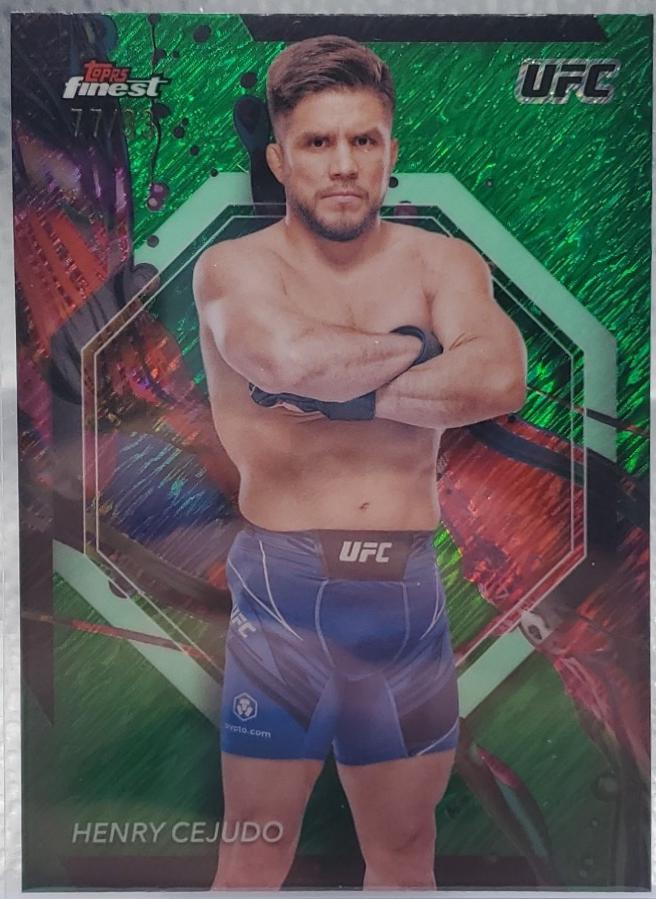 Henry Cejudo 2024 Topps Finest UFC Base Common #13 Green Shimmer Refractor