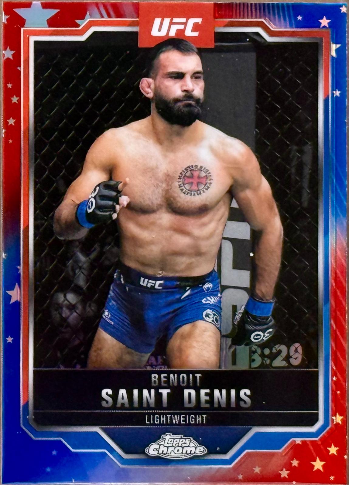 Benoit Saint Denis 2025 Topps Chrome UFC Base #162 Red & Blue Refractor