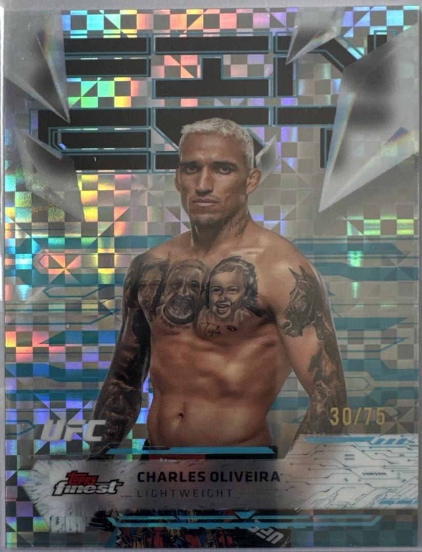 Charles Oliveira 2025 Topps Finest UFC Base Uncommon #189 Blue Checkerboard Refractor