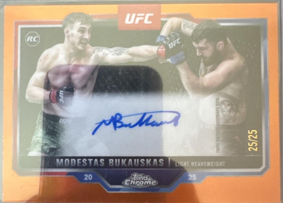 Modestas Bukauskas 2025 Topps Chrome UFC Chrome Rookie Autographs #CRA-MS Orange Refractor