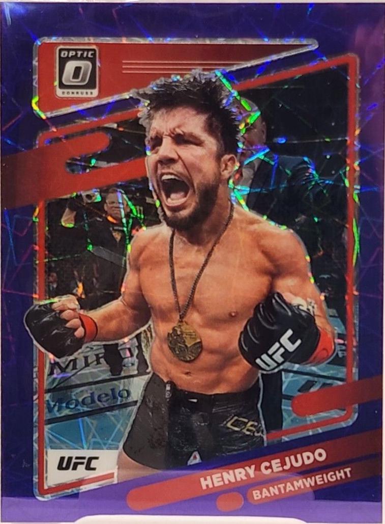 Henry Cejudo 2022 Panini Donruss Optic UFC Base #77 Purple Velocity