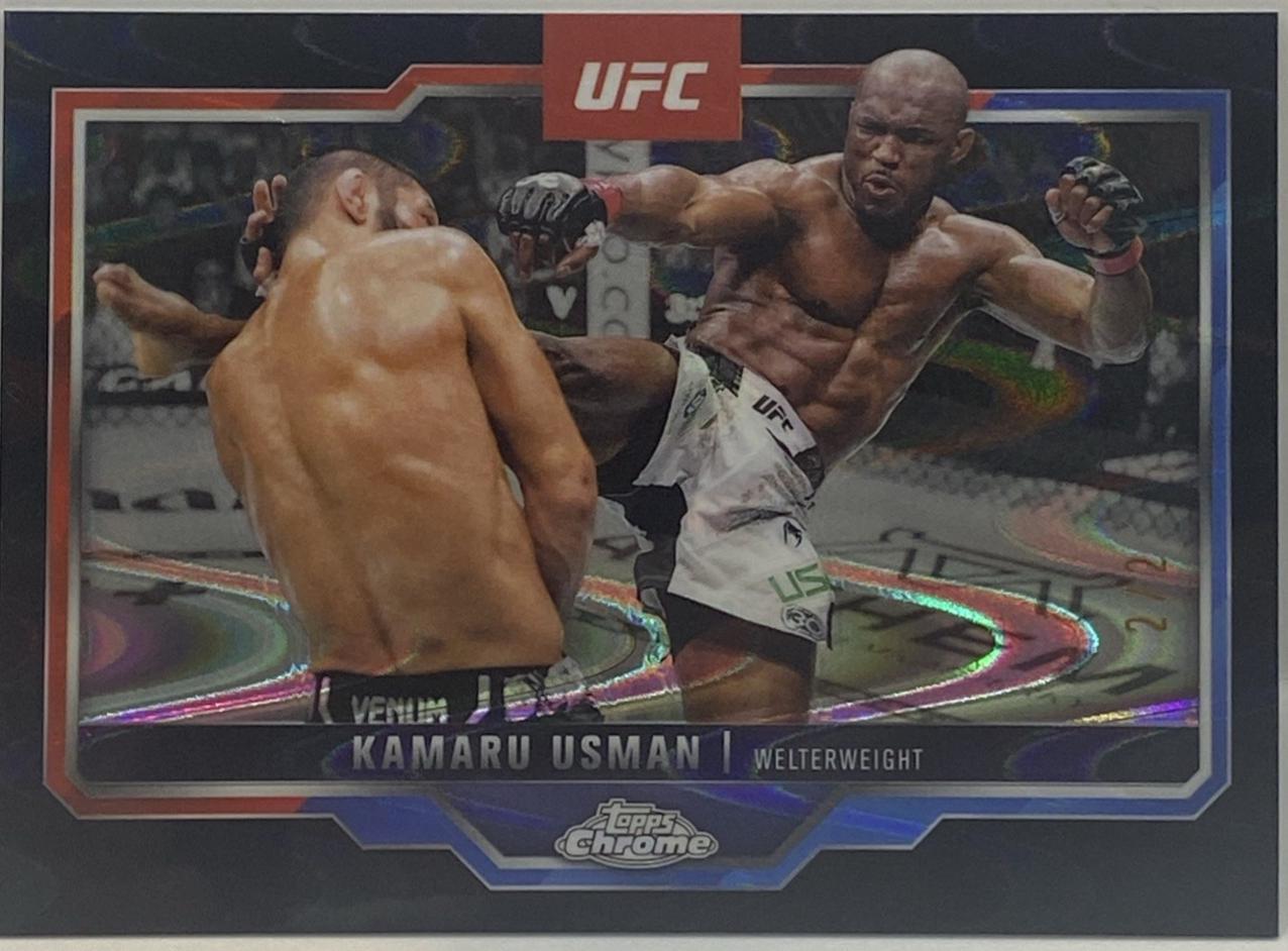 Kamaru Usman 2025 Topps Chrome UFC Base #27 Black Geometric Refractor