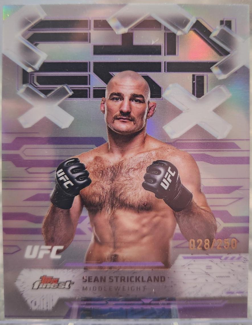 Sean Strickland 2025 Topps Finest UFC Base Common #8 Purple Refractor
