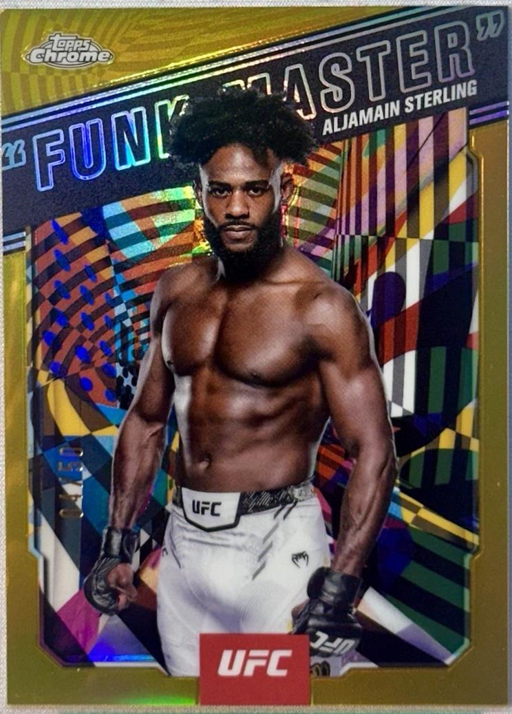 Aljamain Sterling 2025 Topps Chrome UFC AKA #AKA-13 Geometric Gold Refractor