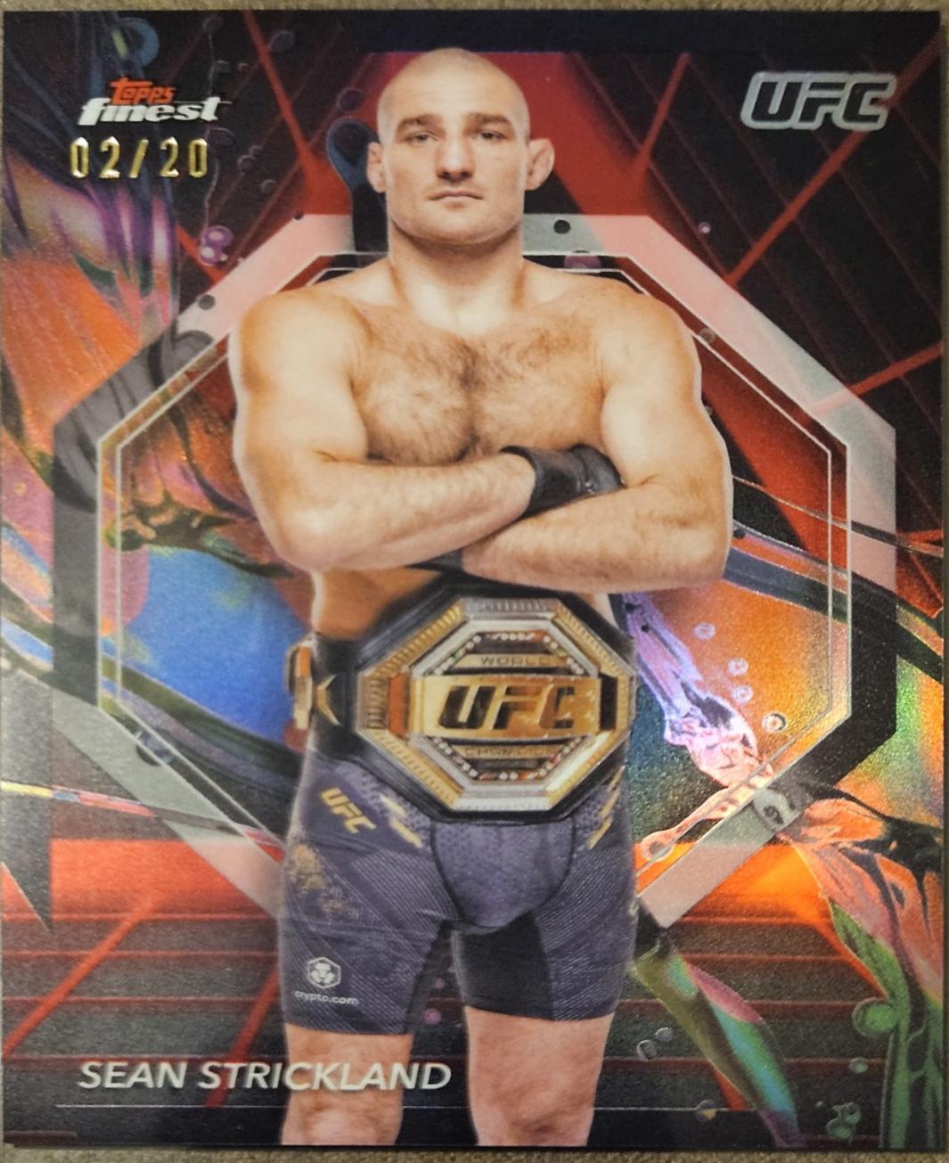 Sean Strickland 2024 Topps Finest UFC Base Common #45 Red Black Vapor Refractor
