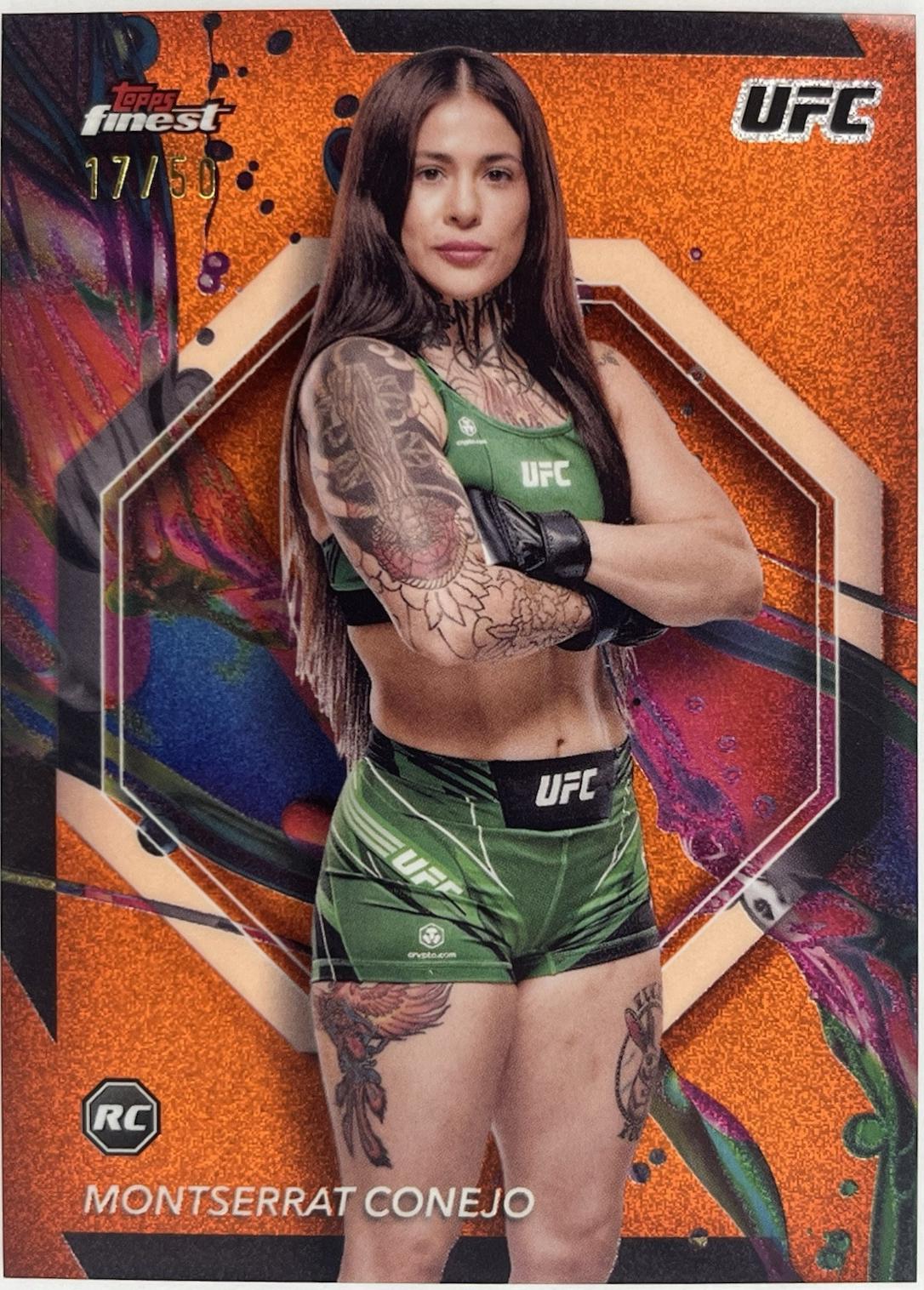 Montserrat Conejo 2024 Topps Finest UFC Base Common #14 Tangerine Glitter Refractor