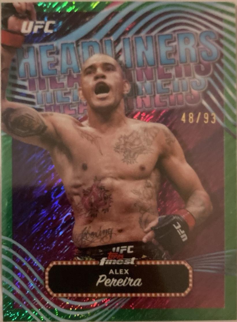 Alex Pereira 2024 Topps Finest UFC Headliners #HDL-7 Green Shimmer Refractor