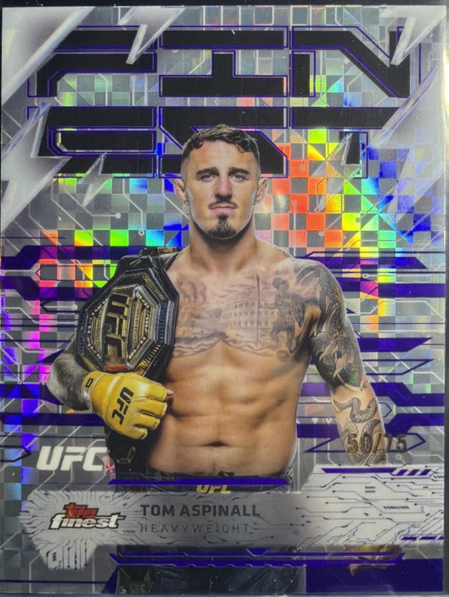 Tom Aspinall 2025 Topps Finest UFC Base Rare #218 Purple Checkerboard Refractor