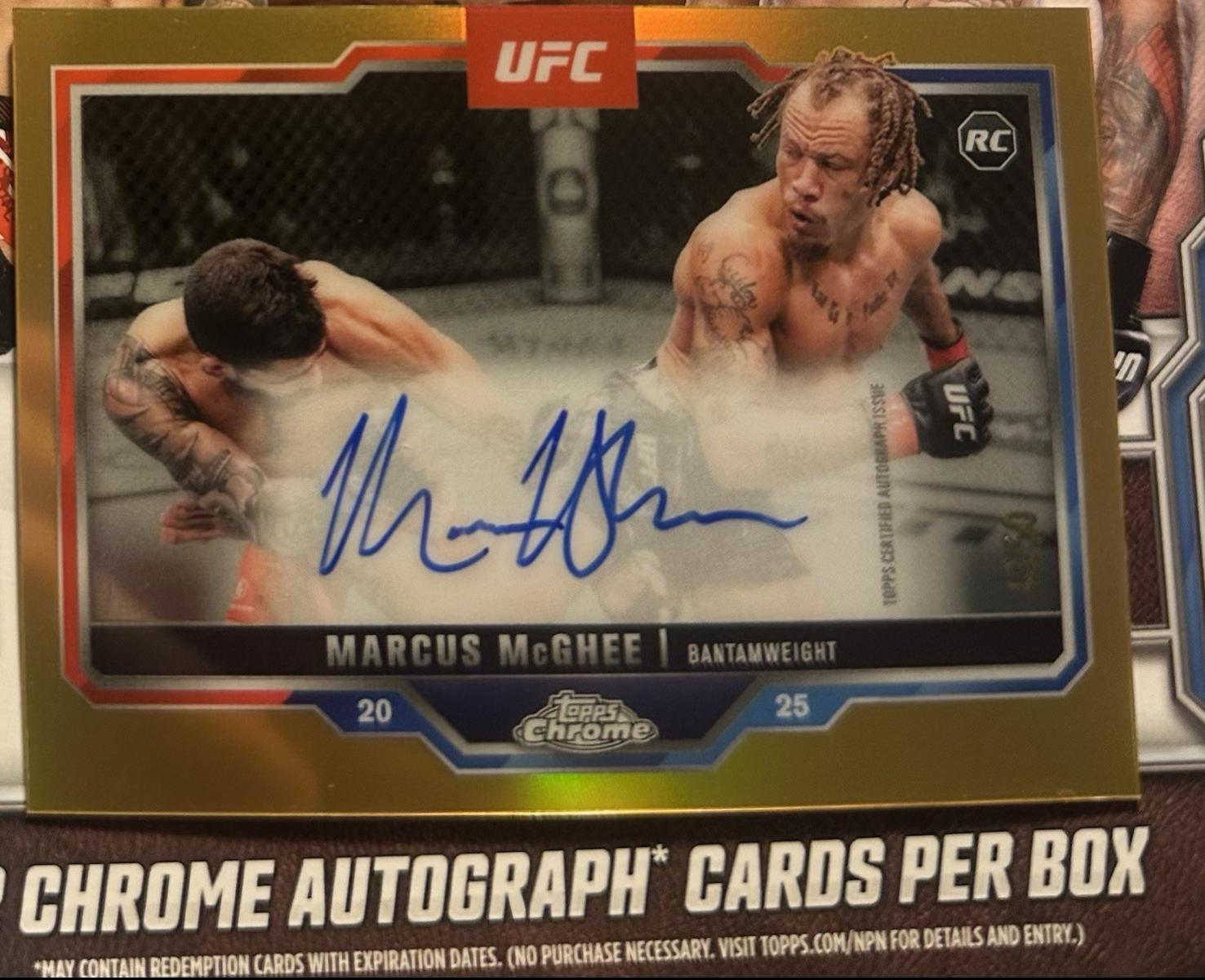 Marcus McGhee 2025 Topps Chrome UFC Chrome Rookie Autographs #CRA-MM Gold Refractor