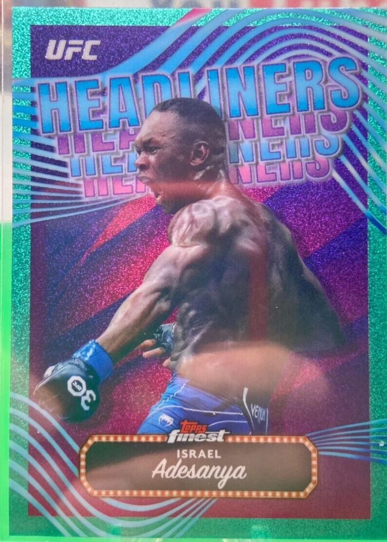 Israel Adesanya 2024 Topps Finest UFC Headliners #HDL-23 Aqua Glitter Refractor