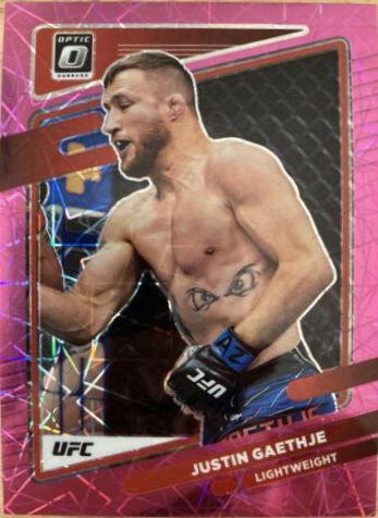 Justin Gaethje 2022 Panini Donruss Optic UFC Base #98 Pink Velocity