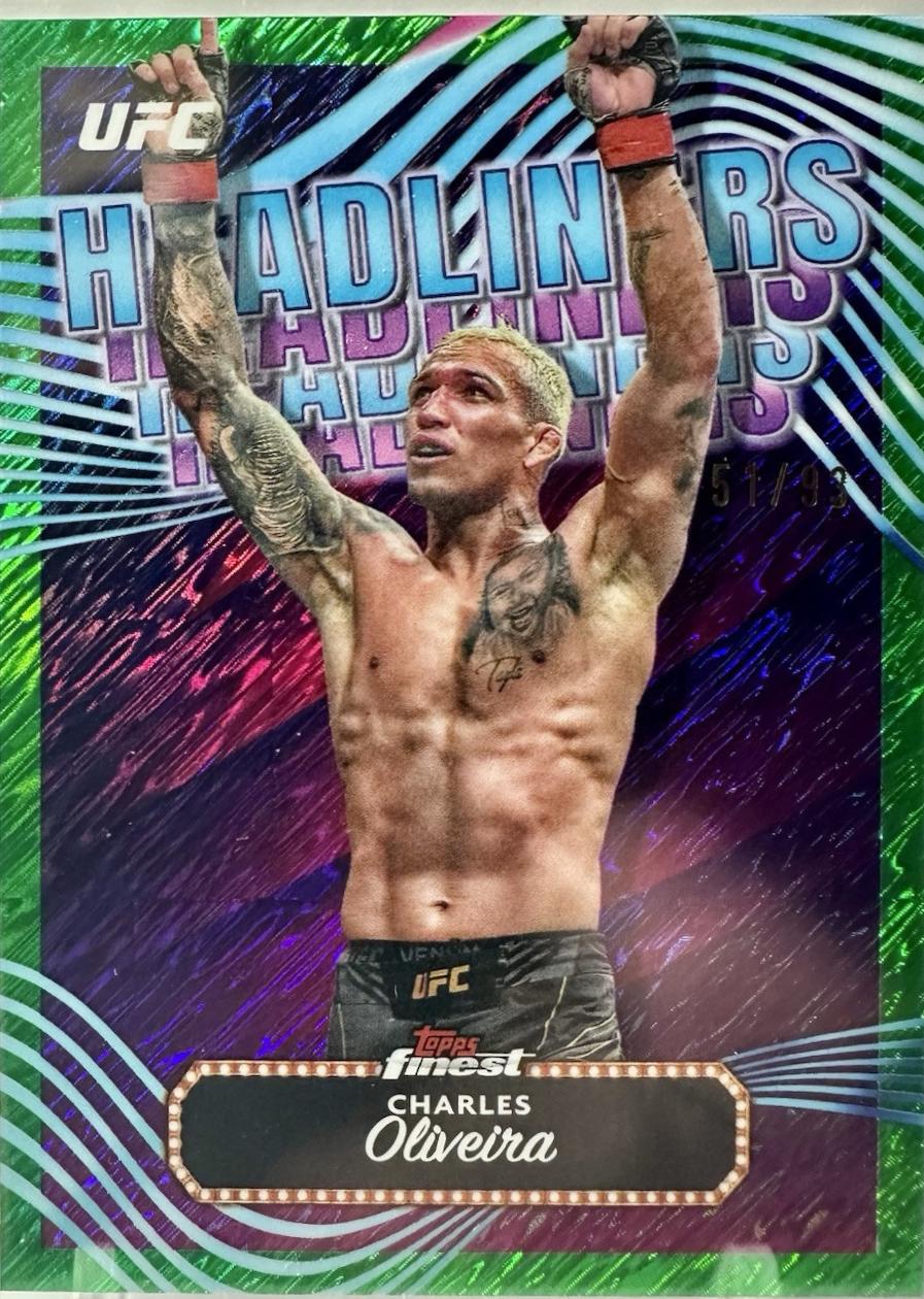 Charles Oliveira 2024 Topps Finest UFC Headliners #HDL-17 Green Shimmer Refractor