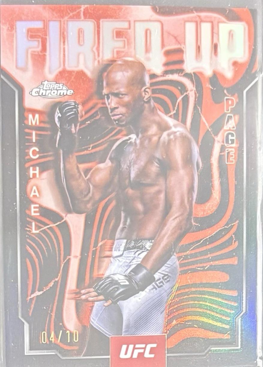 Michael Page 2025 Topps Chrome UFC Fired Up #FUP-5 Black & Gold Refractor