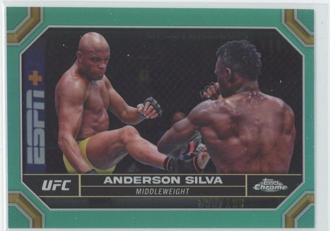 Anderson Silva 2024 Topps Chrome UFC Base #17 Aqua Refractor