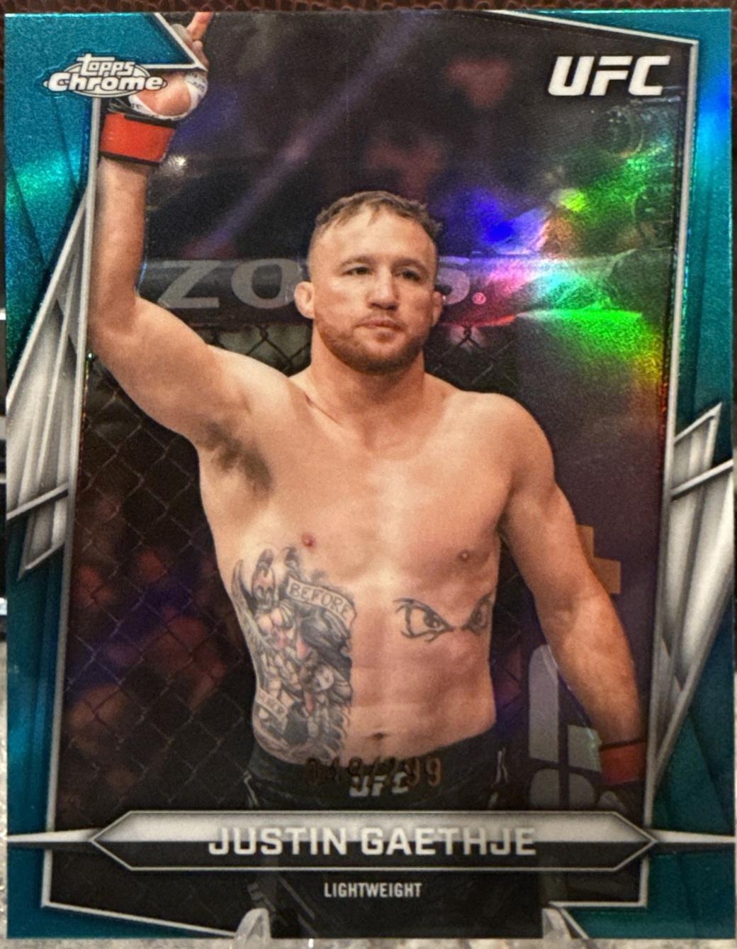 Justin Gaethje 2026 Topps Chrome UFC Base #39 Teal Refractor