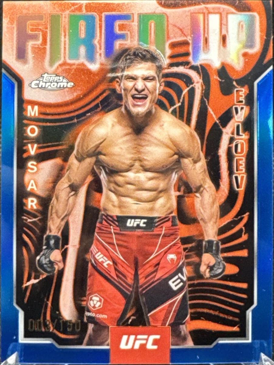 Movsar Evloev 2025 Topps Chrome UFC Fired Up #FUP-15 Blue Refractor