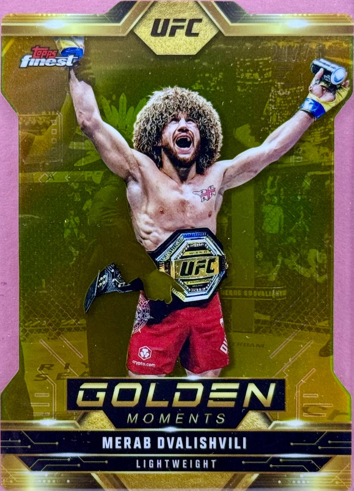 Merab Dvalishvili 2025 Topps Finest UFC Golden Moments #GM-8 Die-Cut Refractor