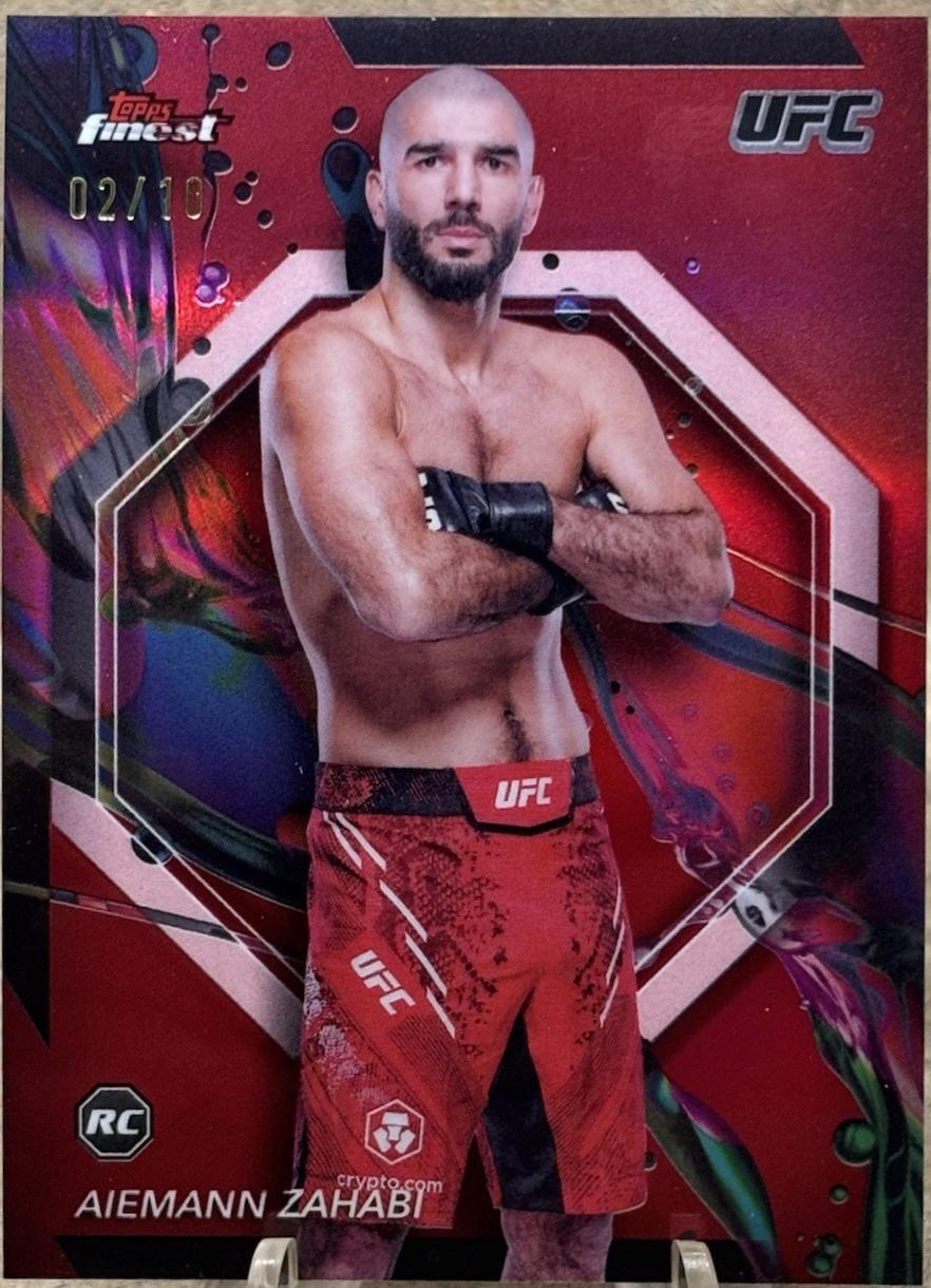 Aiemann Zahabi 2024 Topps Finest UFC Base Common #77 Red Refractor