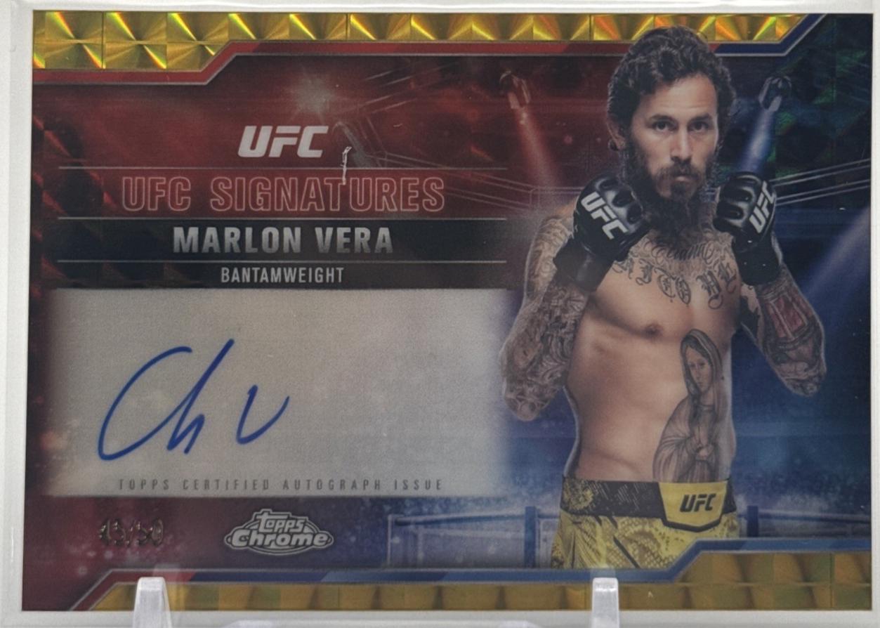 Marlon Vera 2025 Topps Chrome UFC UFC Signatures #SIG-MV Geometric Gold Refractor