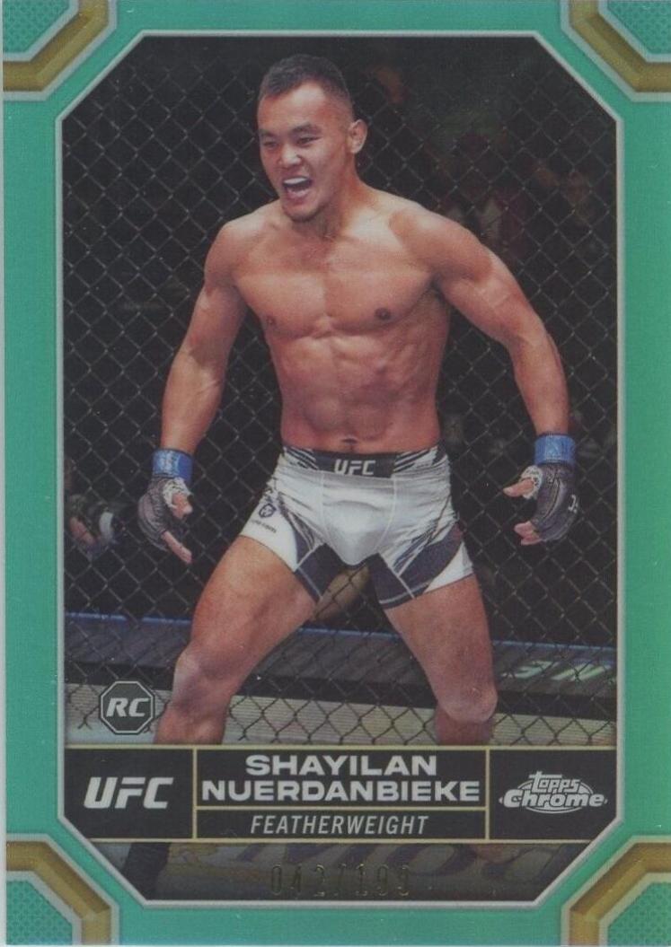 Shayilan Nuerdanbieke 2024 Topps Chrome UFC Base #182 Aqua Refractor