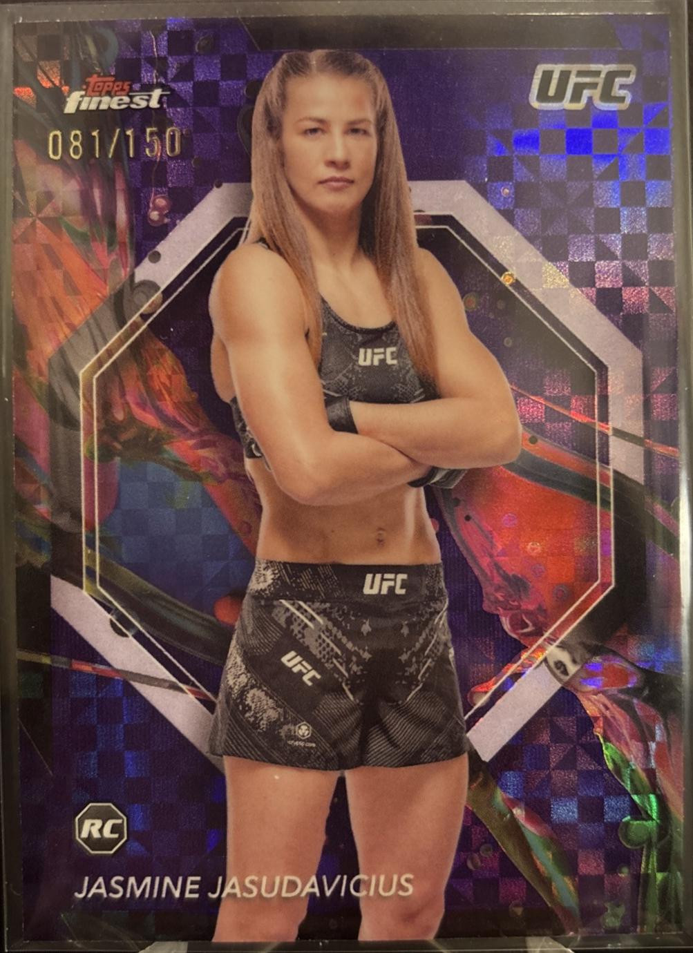Jasmine Jasudavicius 2024 Topps Finest UFC Base Common #23 Purple Checkerboard Refractor