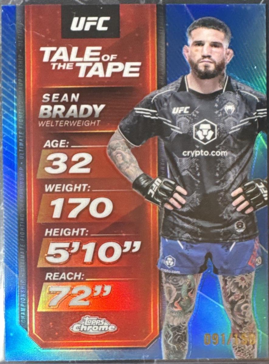 Sean Brady 2025 Topps Chrome UFC Tale of the Tape #TTT-18 Blue Refractor