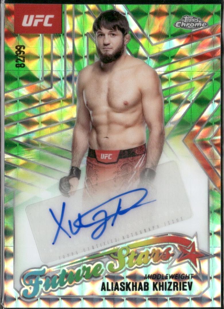 Aliaskhab Khizriev 2025 Topps Chrome UFC Future Stars Autographs #FSA-AK Geometric Green Refractor