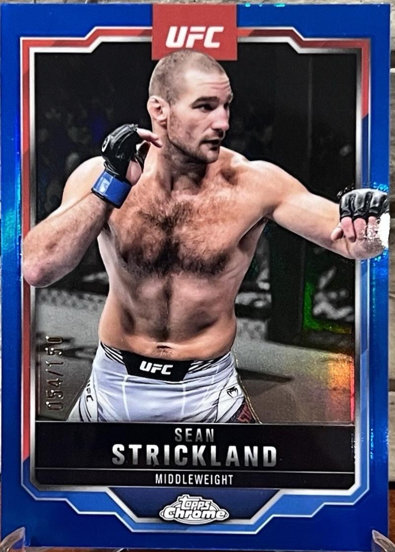Sean Strickland 2025 Topps Chrome UFC Base #74 Blue Refractor
