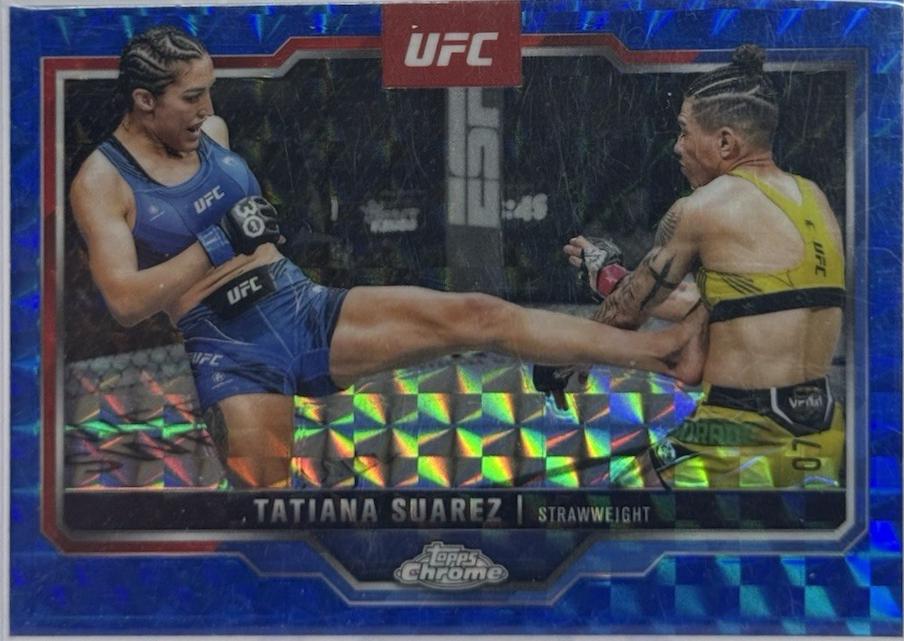 Tatiana Suarez 2025 Topps Chrome UFC Base #72 Blue Geometric Refractor