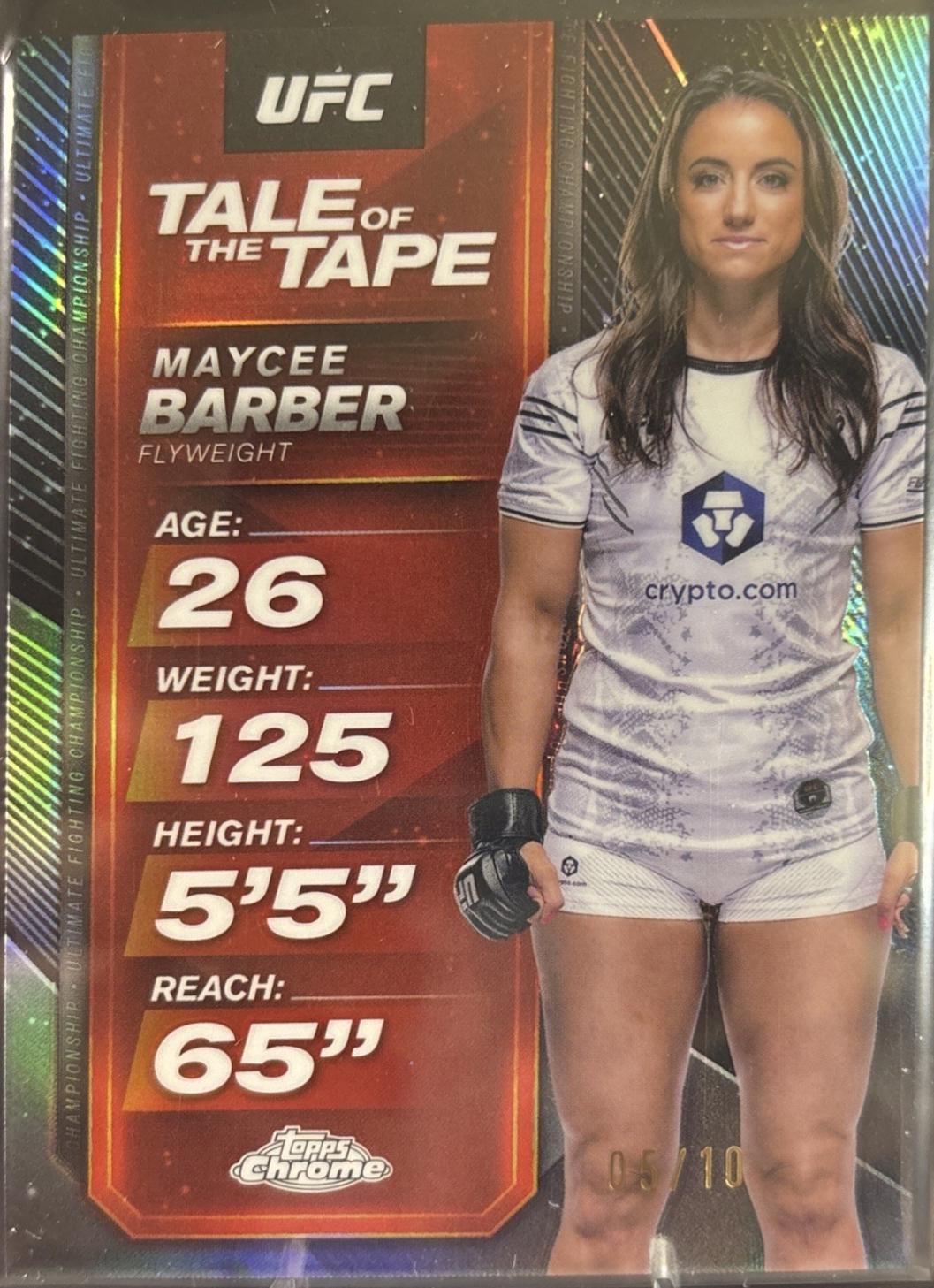 Maycee Barber 2025 Topps Chrome UFC Tale of the Tape #TTT-19 Black Refractor