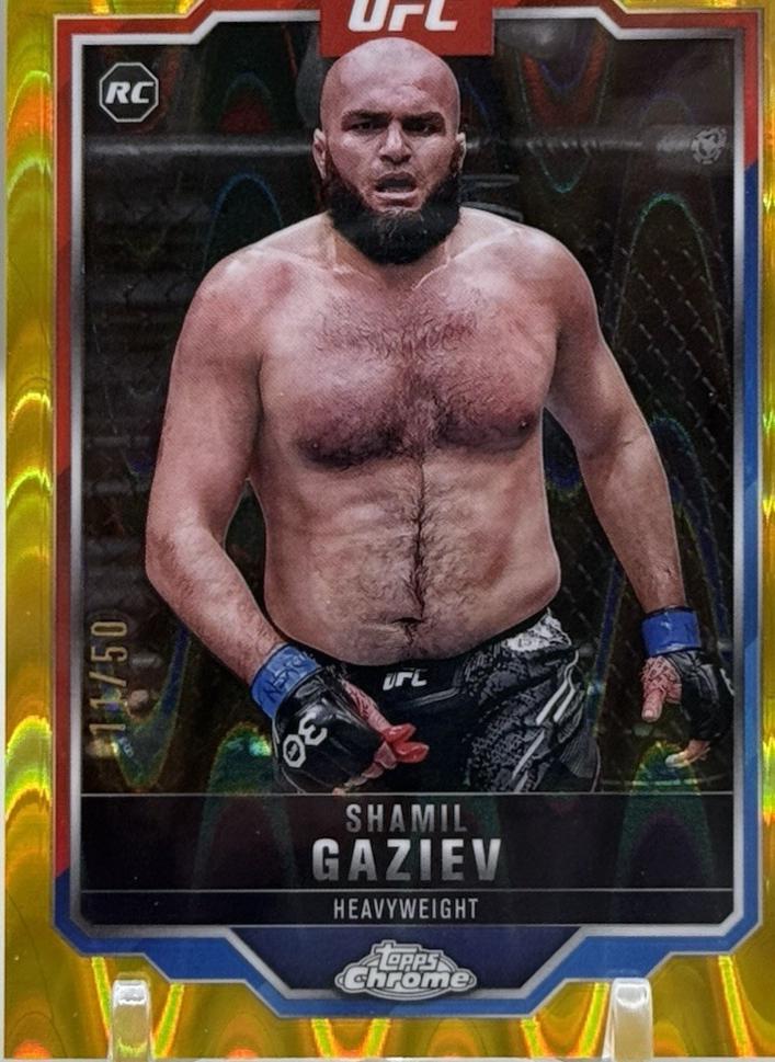 Shamil Gaziev 2025 Topps Chrome Sapphire UFC Base Sapphire #91 Gold Sapphire