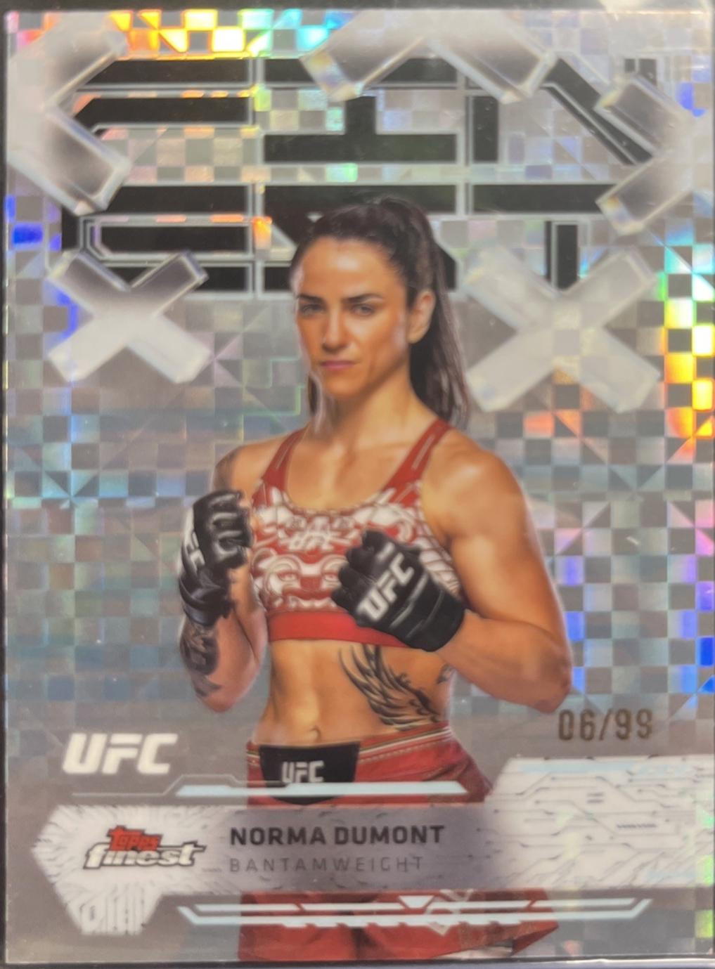 Norma Dumont 2025 Topps Finest UFC Base Common #48 Blue Checkerboard Refractor