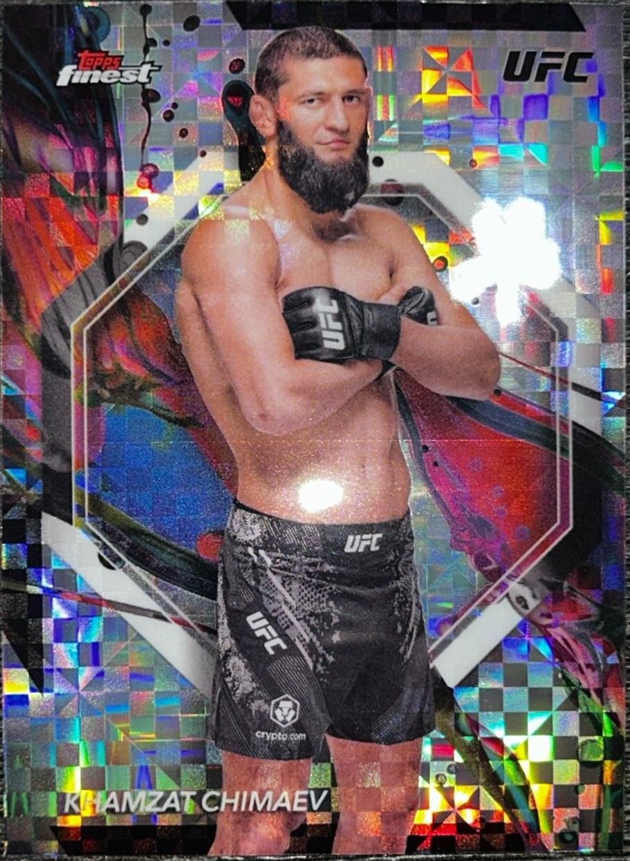 Khamzat Chimaev 2024 Topps Finest UFC Base Common #89 Checkerboard Refractor